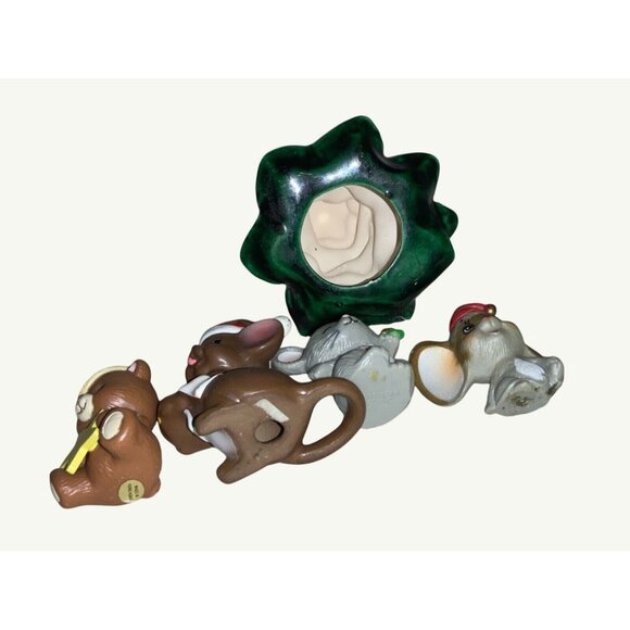 Small Ceramic Christmas Tree With Mice and Bear Figurines - Picture 10 of 11